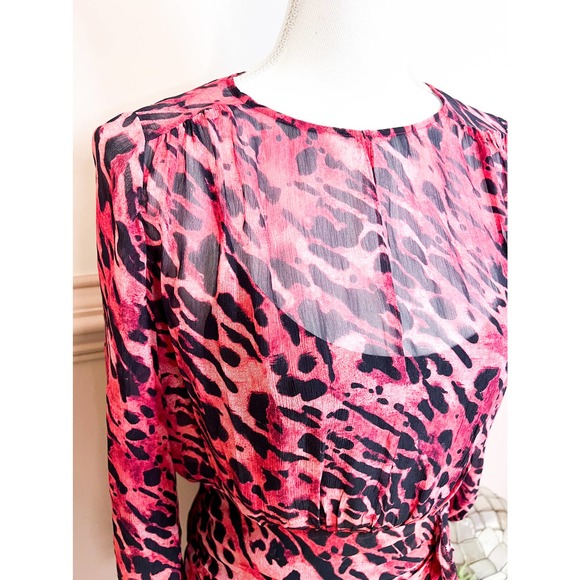 All Saints Dress Black Pink Animal Print Mini NWT Allsaints - Picture 3 of 11
